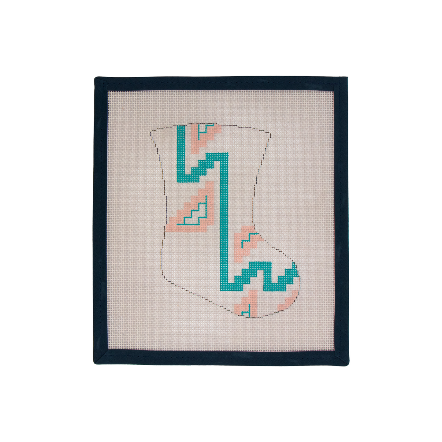 Aztec Teal-coral Mini Stocking on Grey