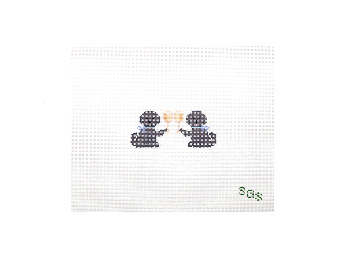 Drinking Buddies - Black Lab needlepoint canvas by Stitch Avenue Studio