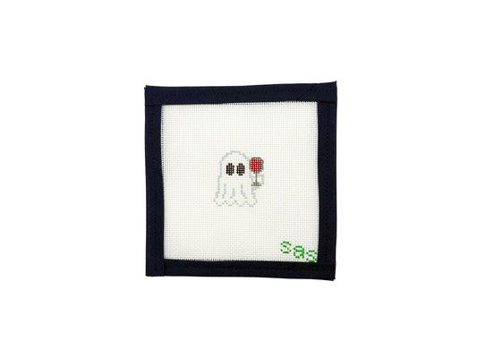 Mini BOO-zy Ghost needlepoint canvas by Stitch Avenue Studio