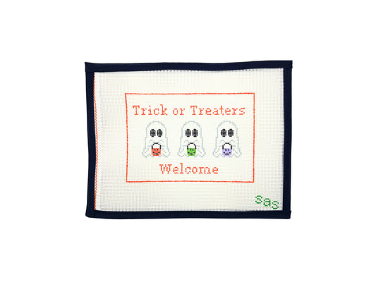 Trick or Treaters Welcome needlepoint canvas by Stitch Avenue Studio