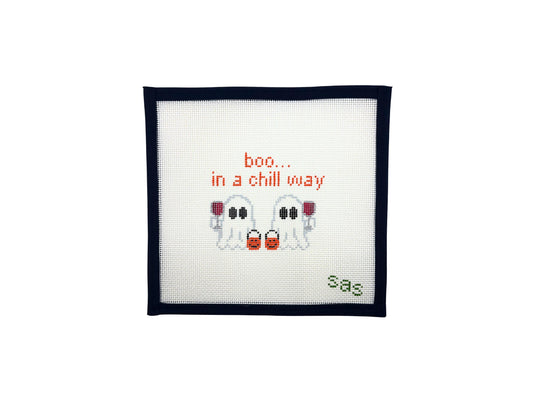 Boo in a Chill Way needlepoint canvas by Stitch Avenue Studio