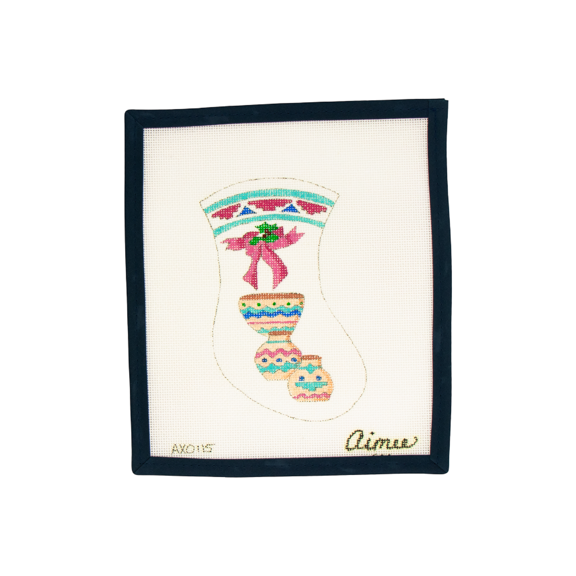Aimee Pink bow and pottery Mini Stocking