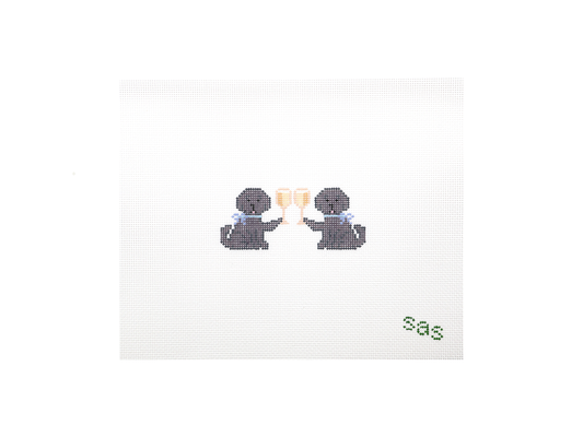 Drinking Buddies - Black Lab needlepoint canvas by Stitch Avenue Studio