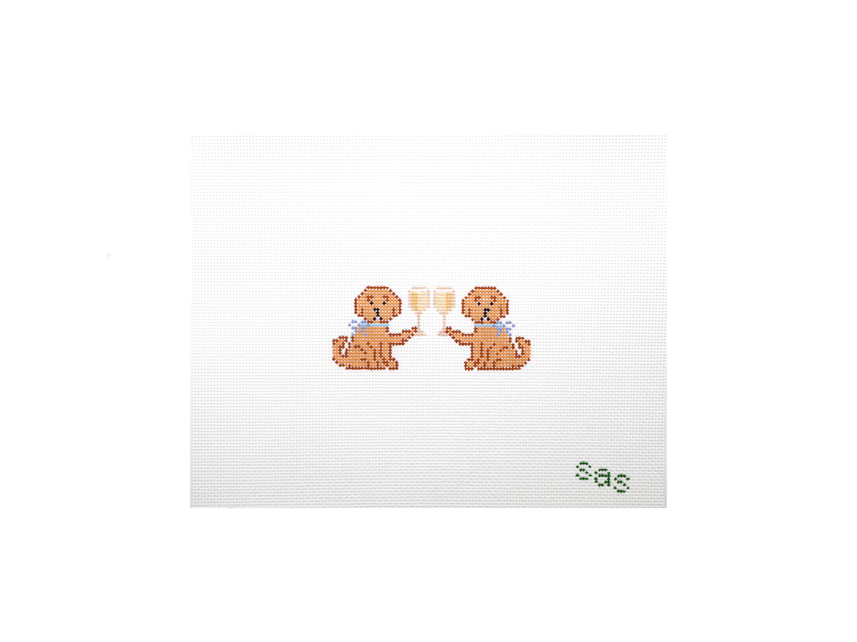 Drinking Buddies - Yellow Lab needlepoint canvas by Stitch Avenue Studio