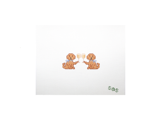 Drinking Buddies - Yellow Lab needlepoint canvas by Stitch Avenue Studio