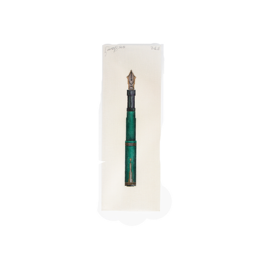 Green Pen on White Canvas