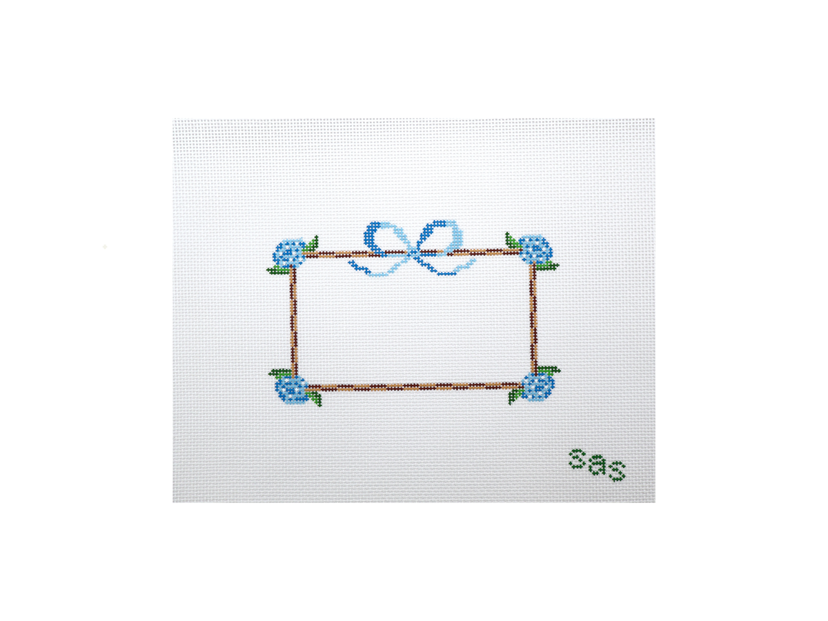 Hydrangea Frame (Blue) needlepoint canvas by Stitch Avenue Studio