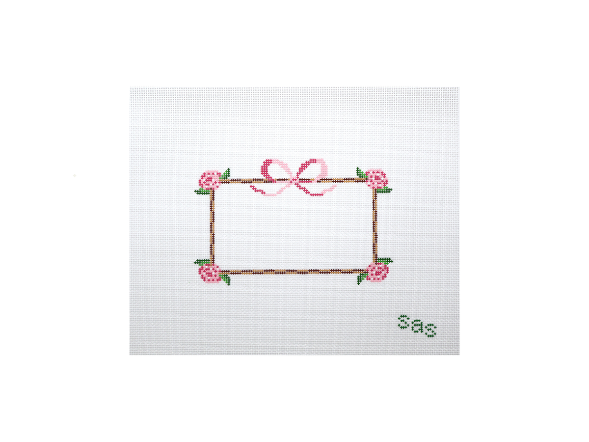 Hydrangea Frame (Pink) needlepoint canvas by Stitch Avenue Studio