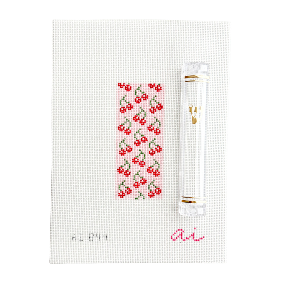 Cherry Print Mezuzah & Case