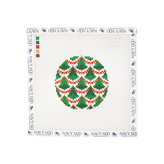 Bargello Christmas Tree Round Canvas