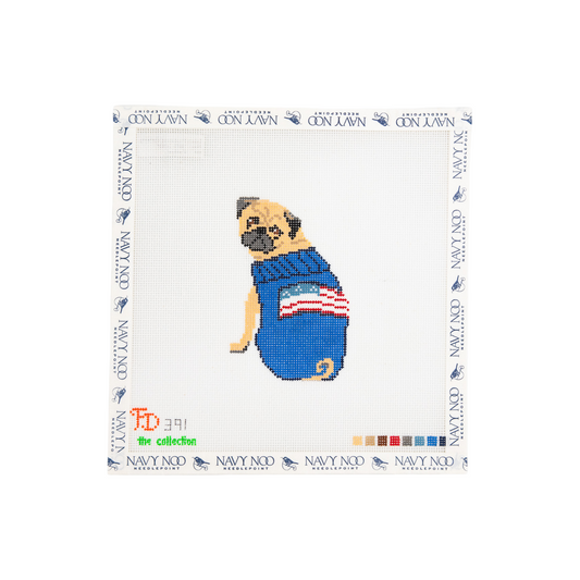 Pug in US Flag Sweater
