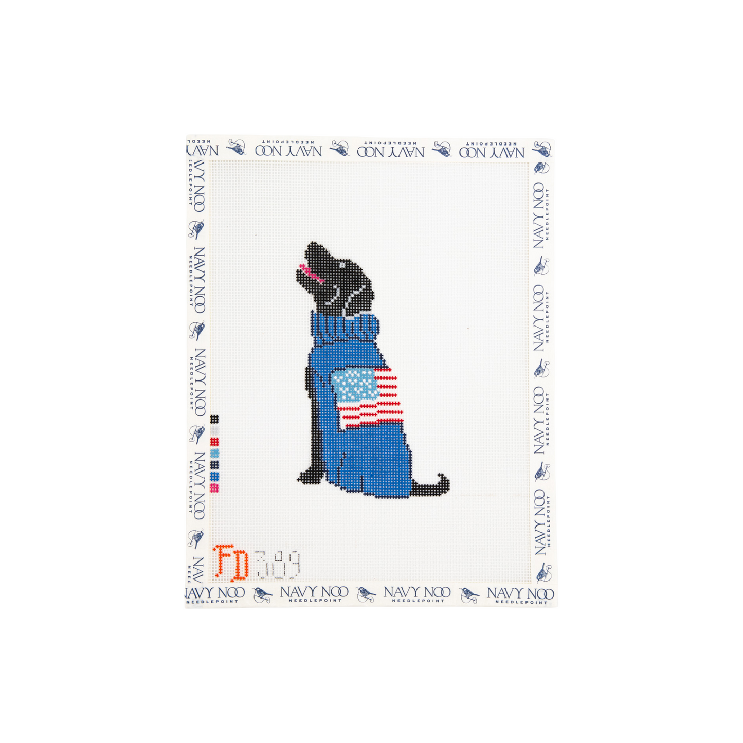 Black Lab in US Flag Sweater