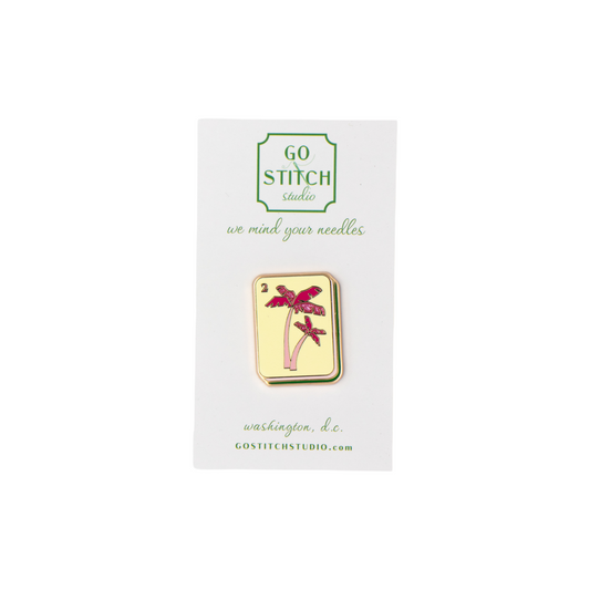 Pink Palm Tree Mahjong Tile Needle Minder