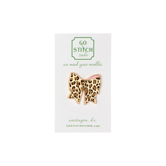 Brown Leopard Print Bow Needle Minder