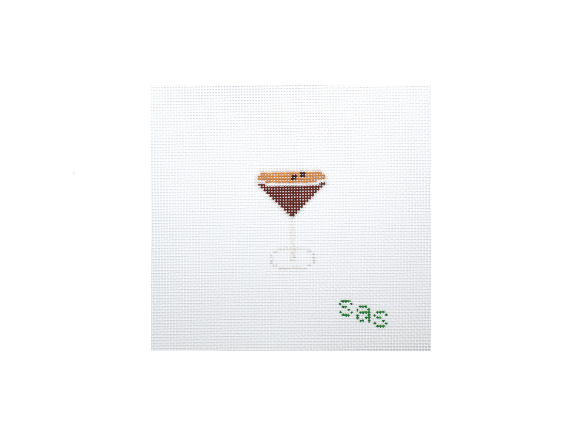Mini Espresso Martini needlepoint canvas by Stitch Avenue Studio