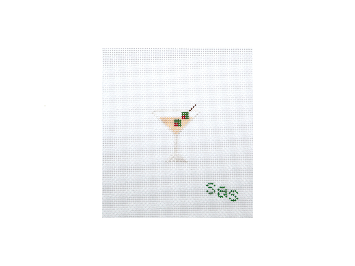 Mini Martini needlepoint canvas by Stitch Avenue Studio