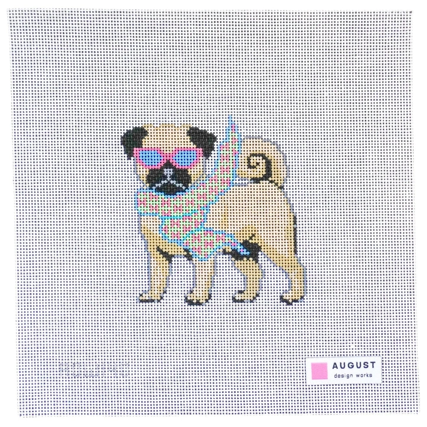 Bougie Pug needlepoint canvas