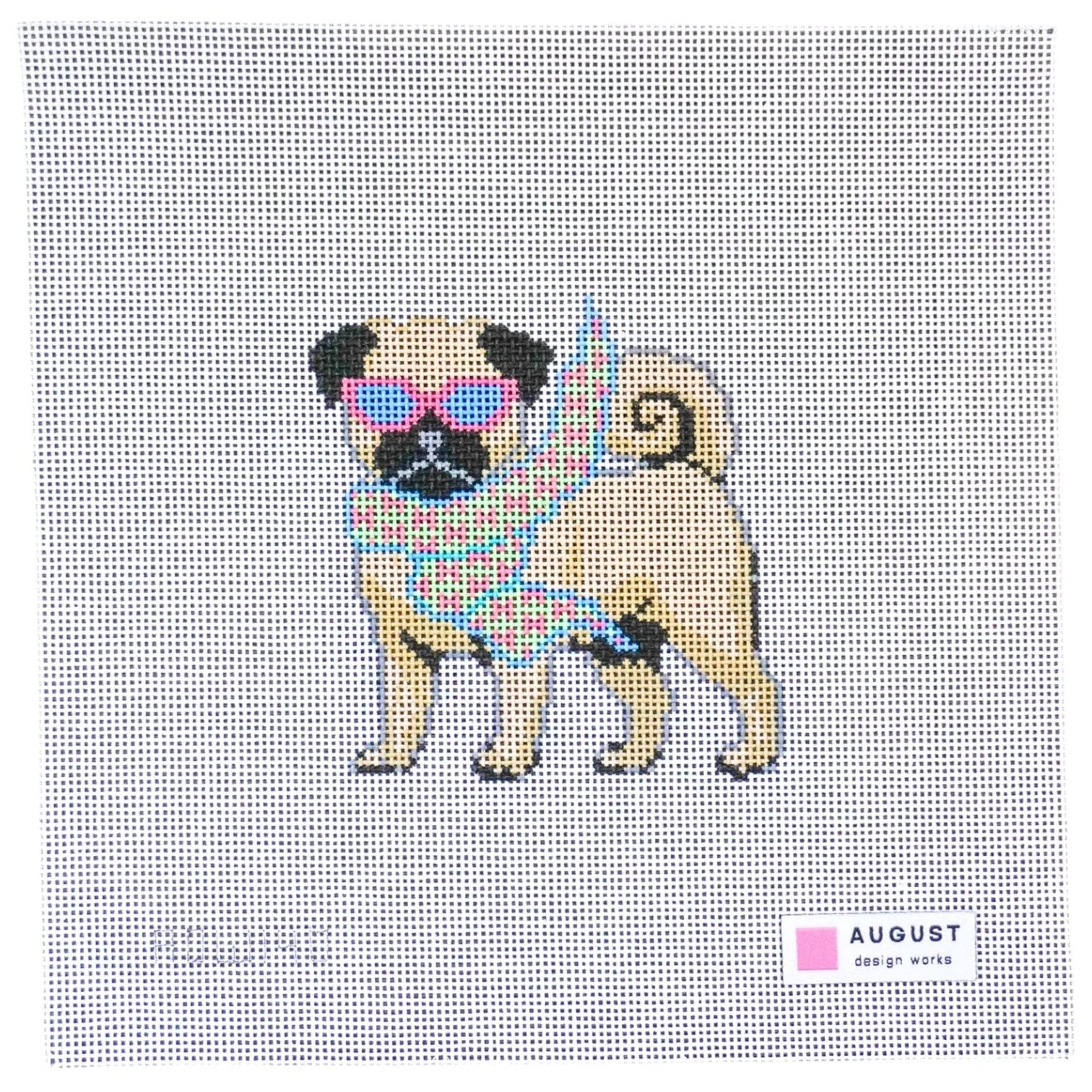 Bougie Pug needlepoint canvas