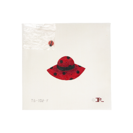 Red Polka Dot Hat with Lady Bug