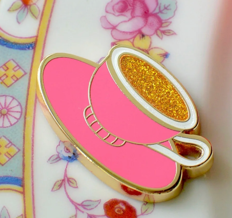 Hot Pink Tea Cup Needle Minder by Go Stitch Studio