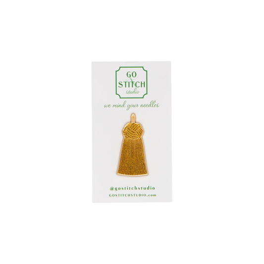Gold Glitter French Knot Tassel Needle Minder