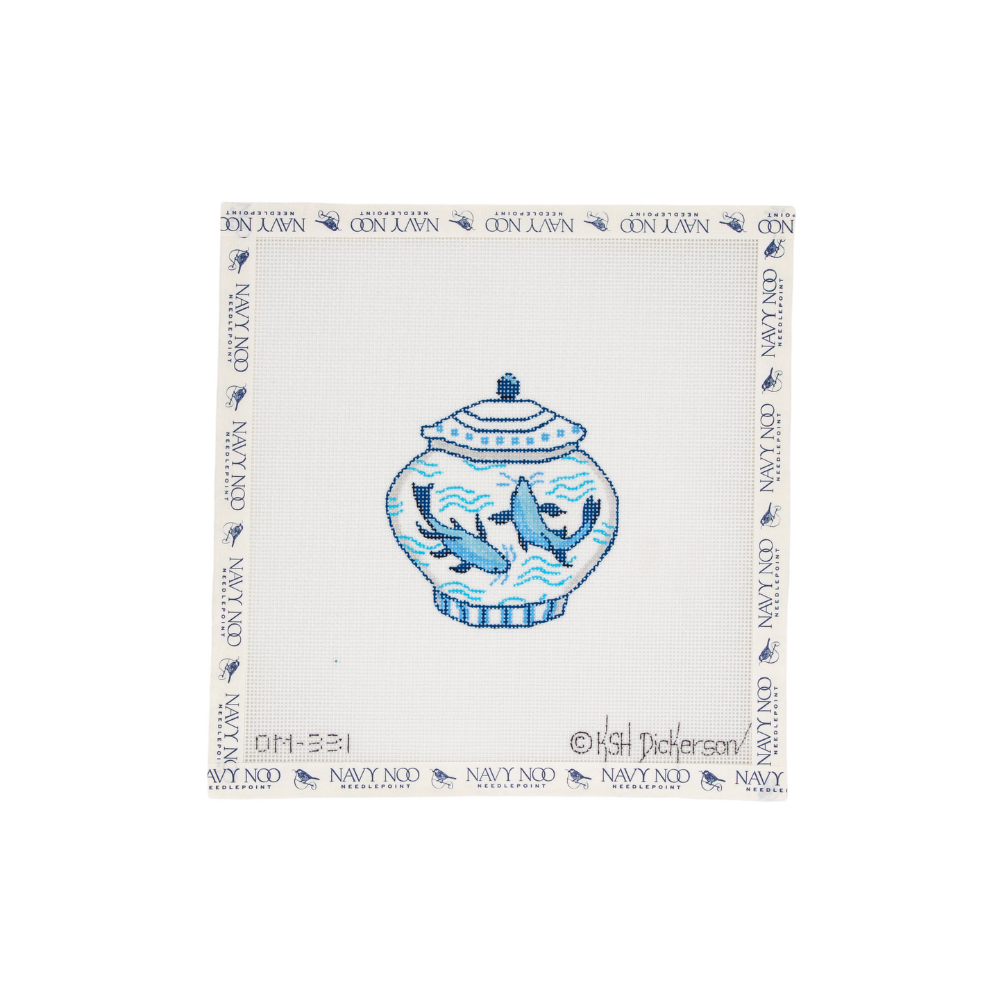 Mini Chinoiserie Pot - Blue Fish