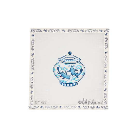 Mini Chinoiserie Pot - Blue Fish