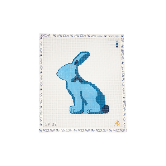 Moss Spring Bunny Canvas - Blue - Left Facing