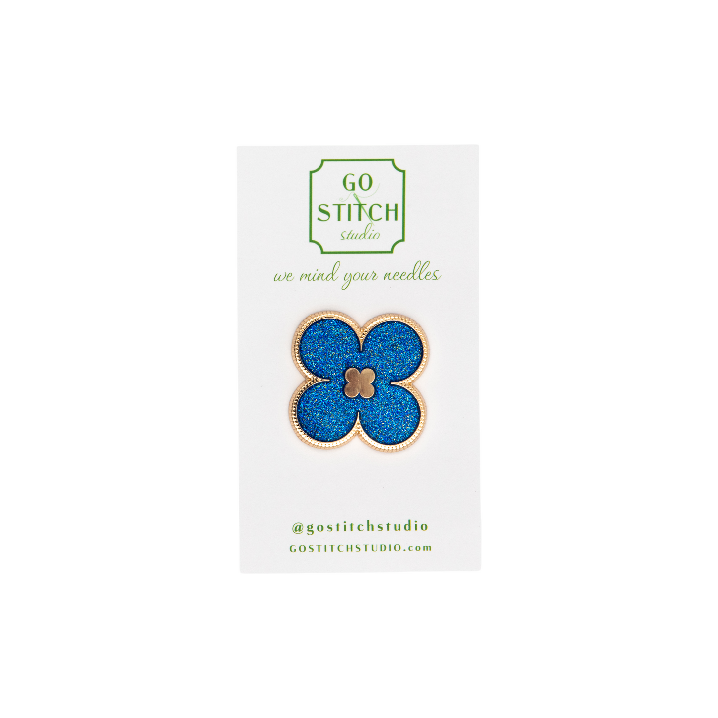 Lapis & Gold Clover Needle Minder