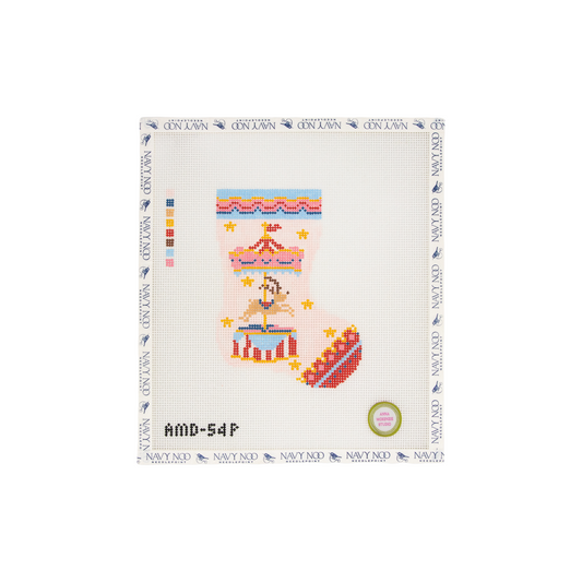 Pink Reindeer Carousel Mini Stocking